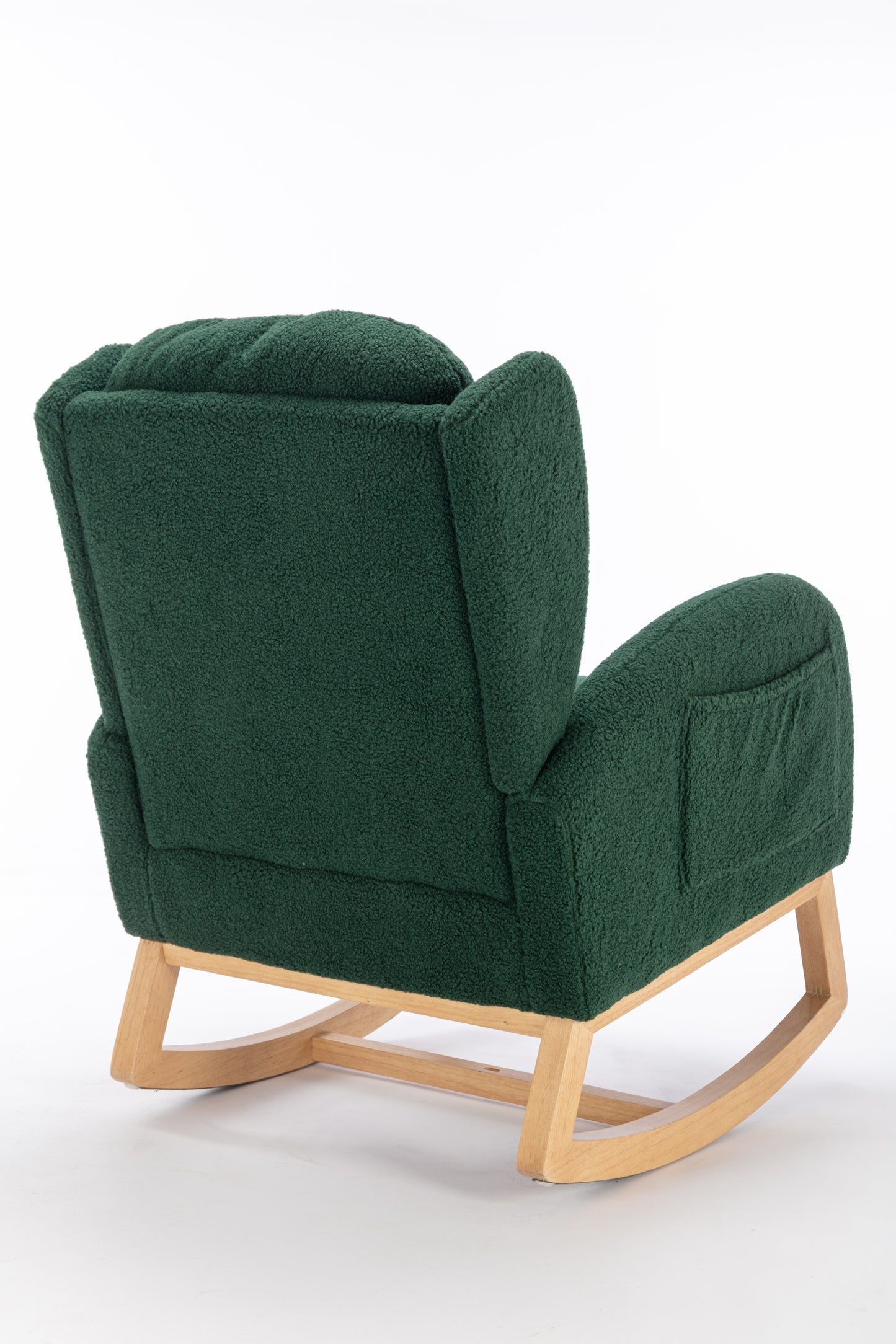 049-Teddy Fabric Rocking Chair With Packet Wood Legs,Green