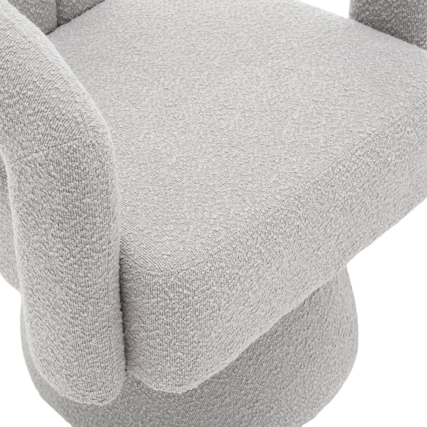 360 Degree Swivel Cuddle Barrel Accent Chairs, Round Armchairs with Wide Upholstered, Fluffy Fabric Chair for Living Room, Bedroom, Office, Waiting Rooms (Light Gray Boucle)