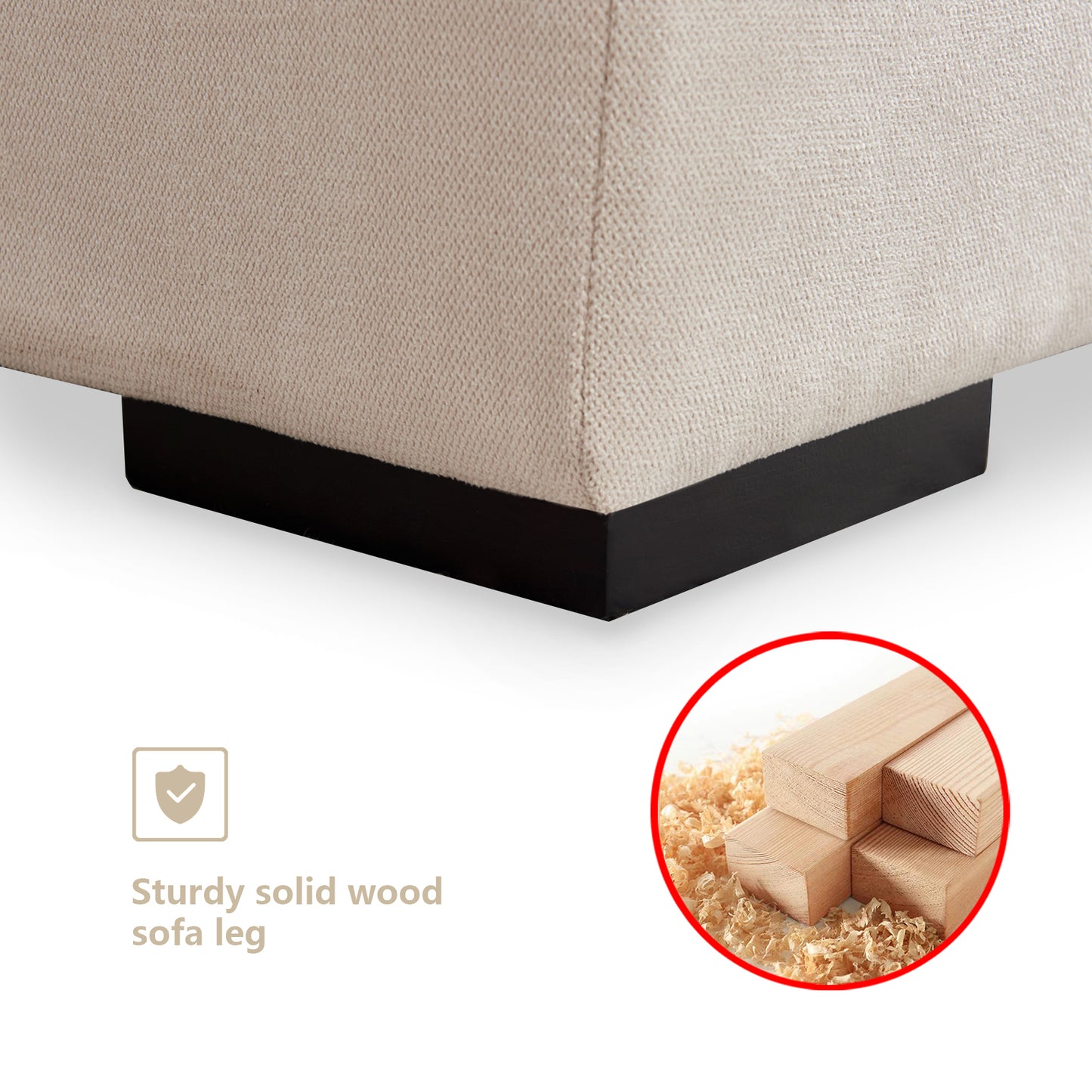 Modular Sofa with Ottoman,Filled with Down,Soft Linen Fabric,Beige