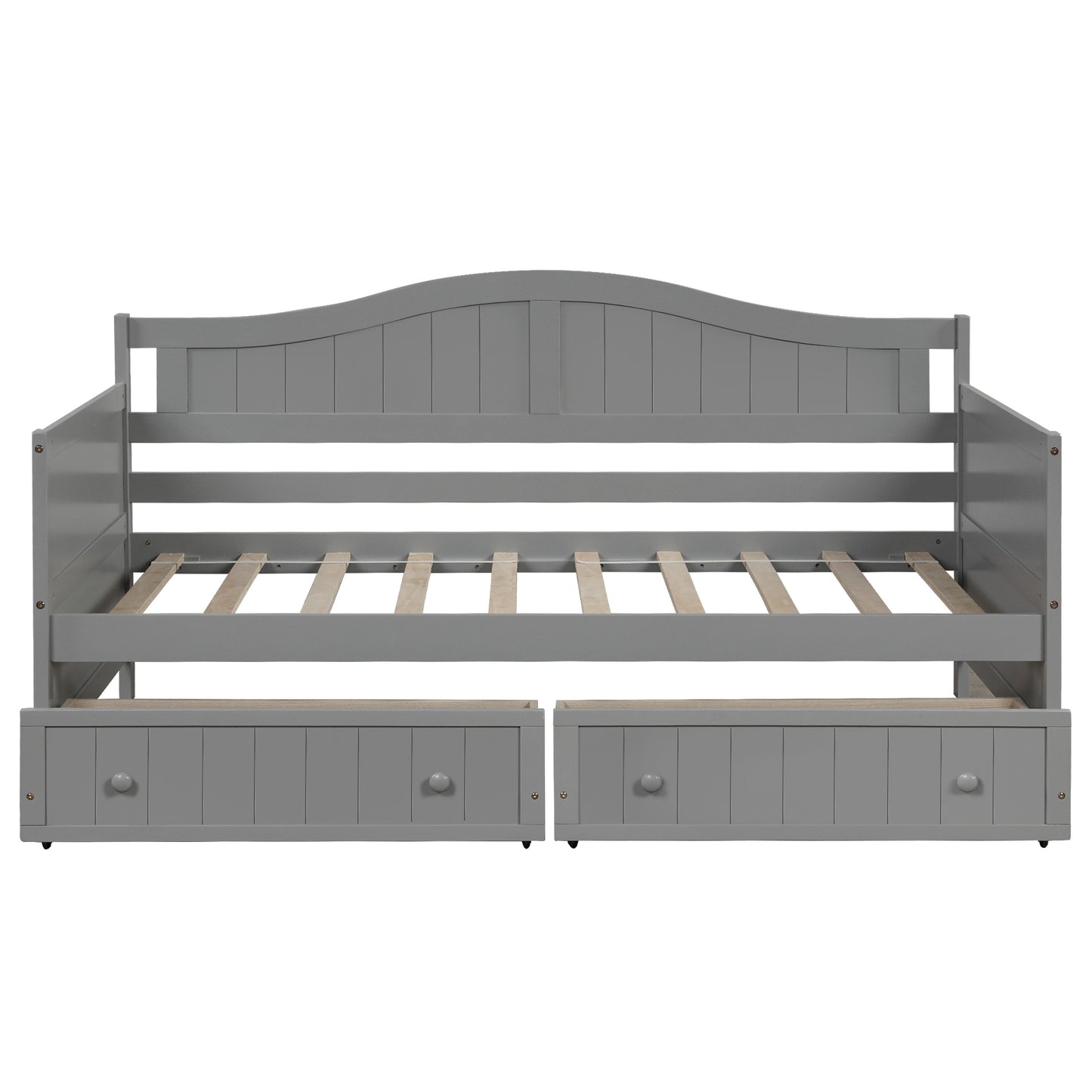 Wooden Daybed with 2 drawers, Sofa Bed for Bedroom Living Room,No Box Spring Needed,Gray