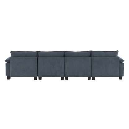 133*65" Corduroy Modular Sectional Sofa,U Shaped Couch with Armrest Bags,6 Seat Freely Combinable Sofa Bed,Comfortable and Spacious Indoor Furniture for Living Room, 2 Colors