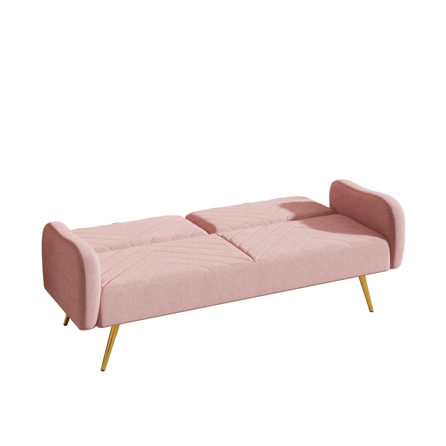 70.47" Pink Fabric Double Sofa with Split Backrest and Two Throw Pillows,Suitable for living room, apartment, home office