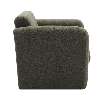 Modern Accent Chair Lambskin Sherpa Fabric Upholstered Comfy Reading Arm Chair Soft Padded Armchair with Back and Pillow for Living Room Bedroom Reception Waiting Room Office,Seaweed Green