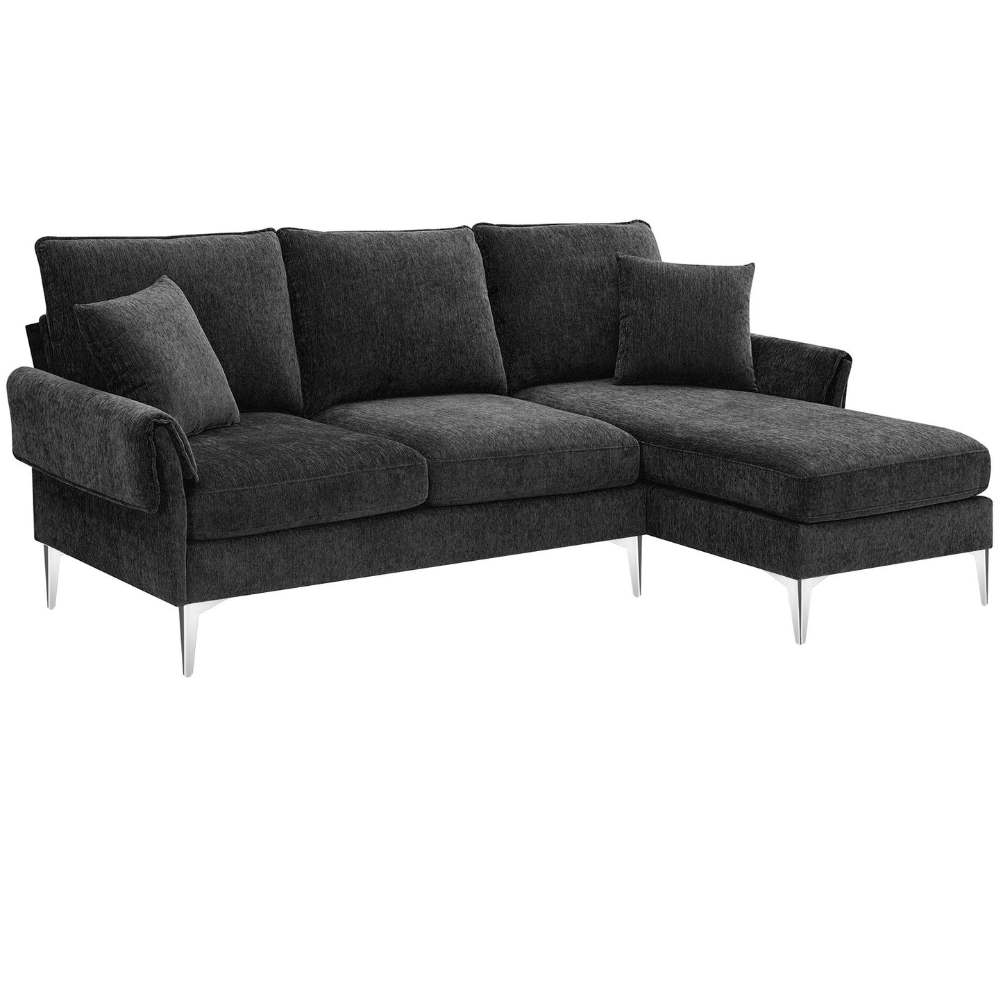 84 " Convertible Sectional Sofa, Modern Chenille L-Shaped Sofa Couch with Reversible Chaise Lounge, Fit for Living Room, Apartment(2 Pillows)