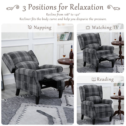 Armchair Sofa Comfortable Upholstered leisure chair / Recliner Chair for Living Room(Grey Check)