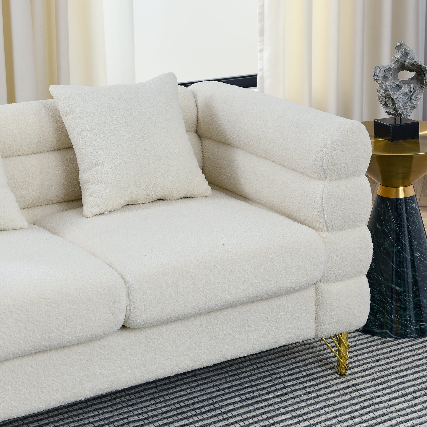 3-Seater + 3-seater Combination sofa.White teddy(Ivory)