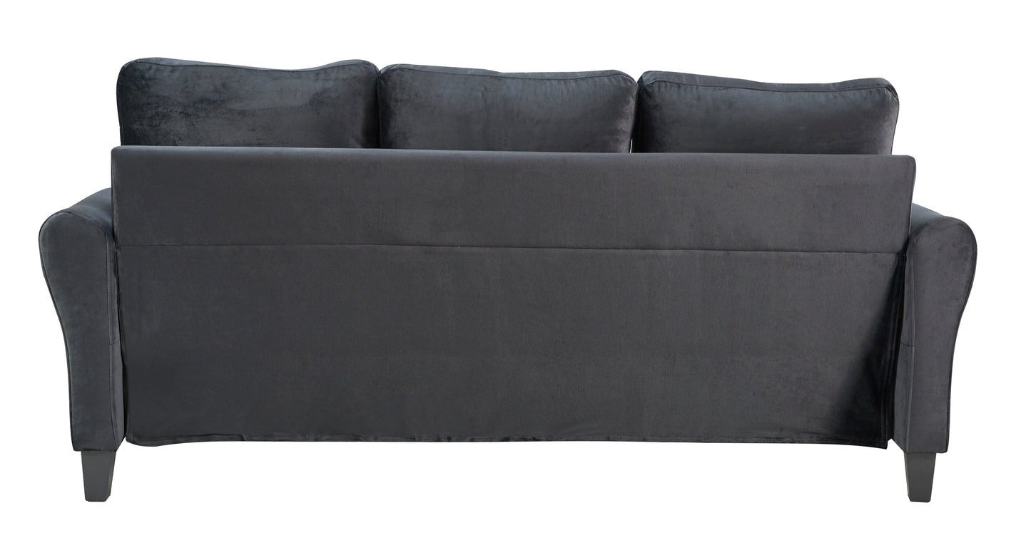 Modern Velvet Couch with 2 Pillow, 78 Inch Width Living Room Furniture, 3 Seater Sofa with Plastic Legs