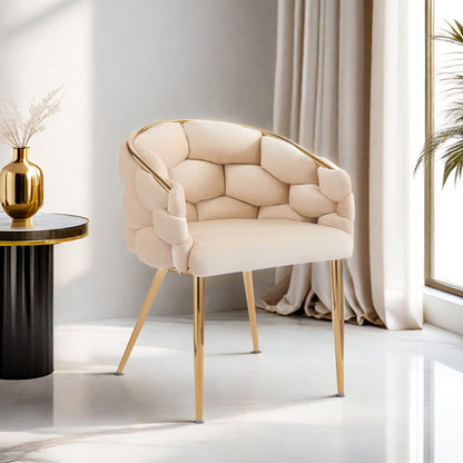 Luxury Handmade Accent Chair with Gold Legs, Modern Velvet Armchair for Living Room and Bedroom