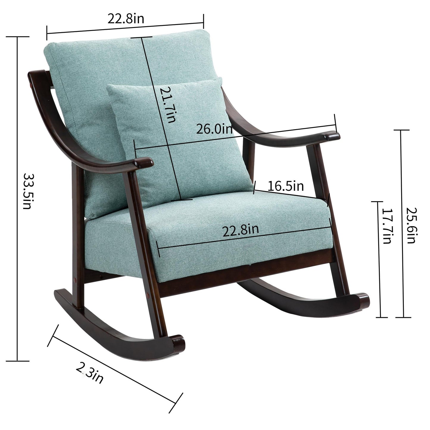 Fabric Mid Century Modern Accent Chairs Comfy Upholstered Glider Arm Chair with Solid Wood for Living Room Bedroom Balcony