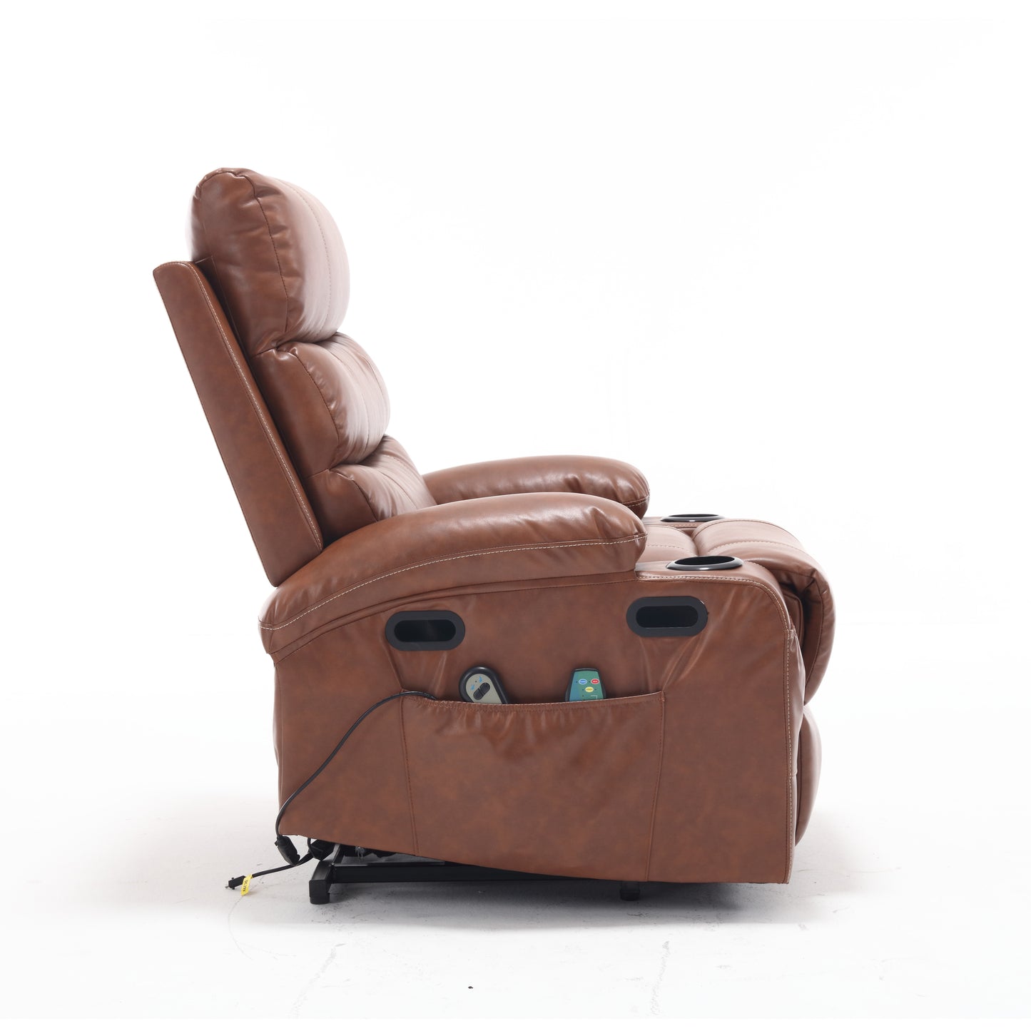 21"seat width,large size Electric Power Lift Recliner Chair Sofa for Elderly, 8 point vibration Massage and lumber heat, Remote Control, Side Pockets and Cup Holders, cozy fabric, overstuffed arm pu