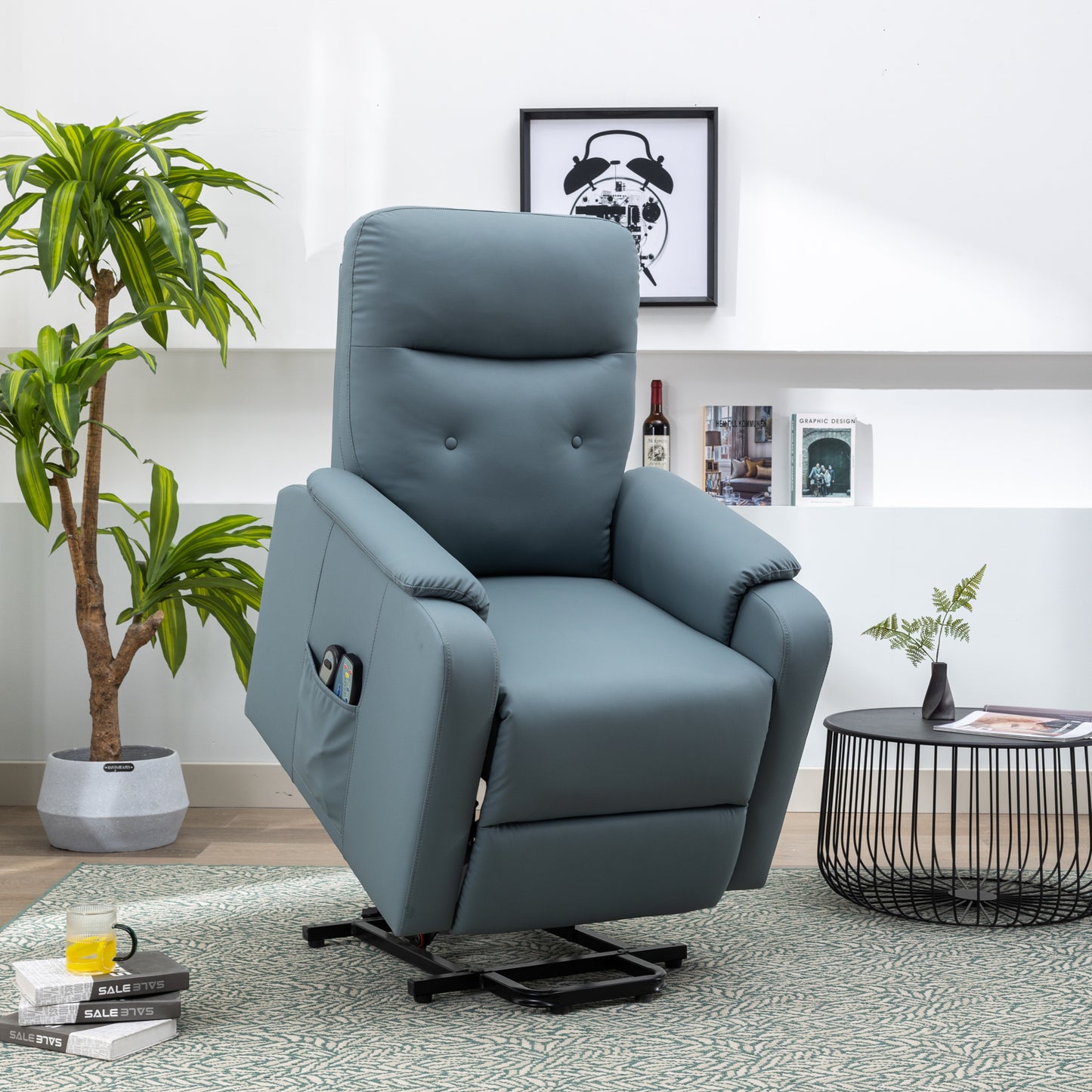 Massage Recliner Chair Electric Power Lift Chairs with Side Pocket, Adjustable Massage and Heating Function for Adults and Seniors, Squirrel grey