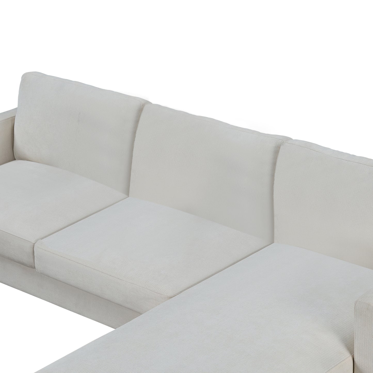 SOFA The best choice products upholstered sectional sofa for families, apartments, dormitories, award rooms, compact space with chaise longue, 3 seats, L-shaped design, off-white