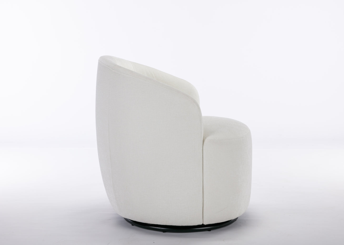 Fabric Swivel Accent Armchair Barrel Chair With Black Powder Coating Metal Ring,Ivory