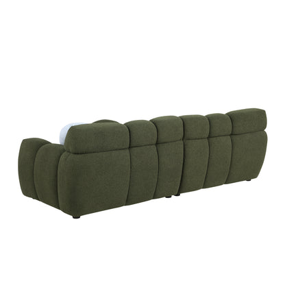 87.4 length,35.83" deepth,human body structure for USA people, marshmallow sofa,boucle sofa,3 seater, OLIVE GREEN BOUCLE