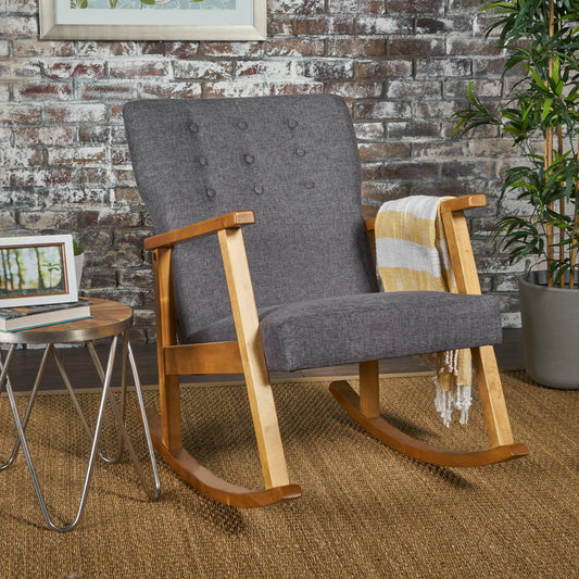 Gray Fabric Upholstered Rocking Chair