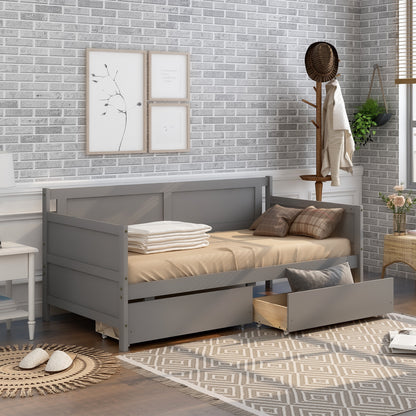 Daybed with two drawers, Twin size Sofa Bed,Storage Drawers for Bedroom,Living Room,Grey(New SKU:W504P149044)