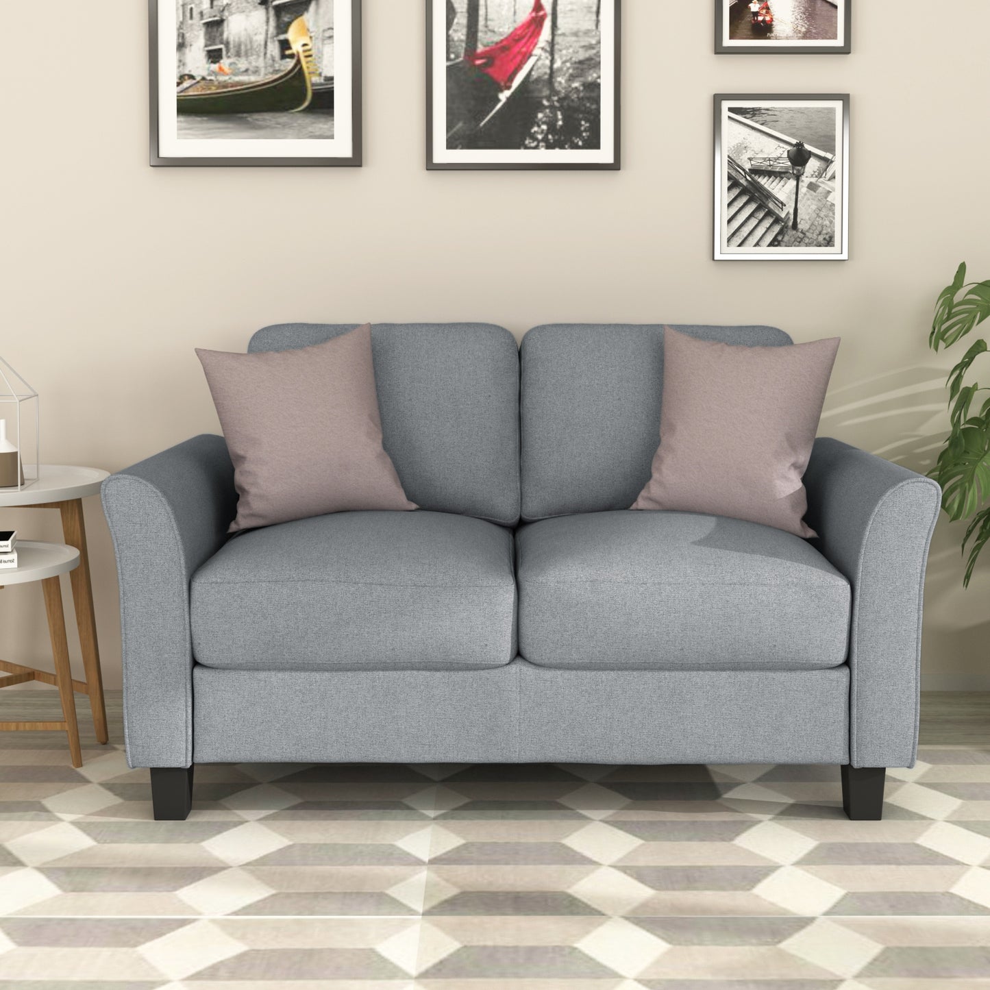 Living Room Furniture Love Seat Sofa Double Seat Sofa (Loveseat Chair)(Gray)