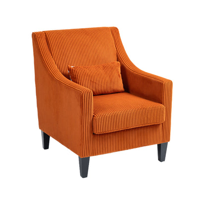 Modern Accent Chair,Upholstered Armchair with Scooped Arms for Bedroom,Apartment,Studio,Office,Waiting Room(Orange Corduroy)