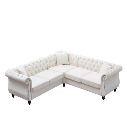 83.5-Inch Oversized Corner Sofa, L-Shaped Sectional Couch,  5-Seater Corner Sofas with 3 Pillows for Living Room, Bedroom, Apartment, Office