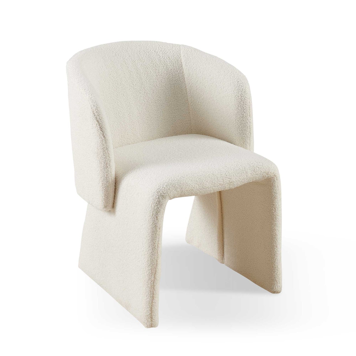 Modern Dining Chair Accent Chair White Single Sofa Chair,Upholstered Side Chair Teddy Comfy Chair for Dining Room/Bedroom/Living Room/Reception-Off White-1PC