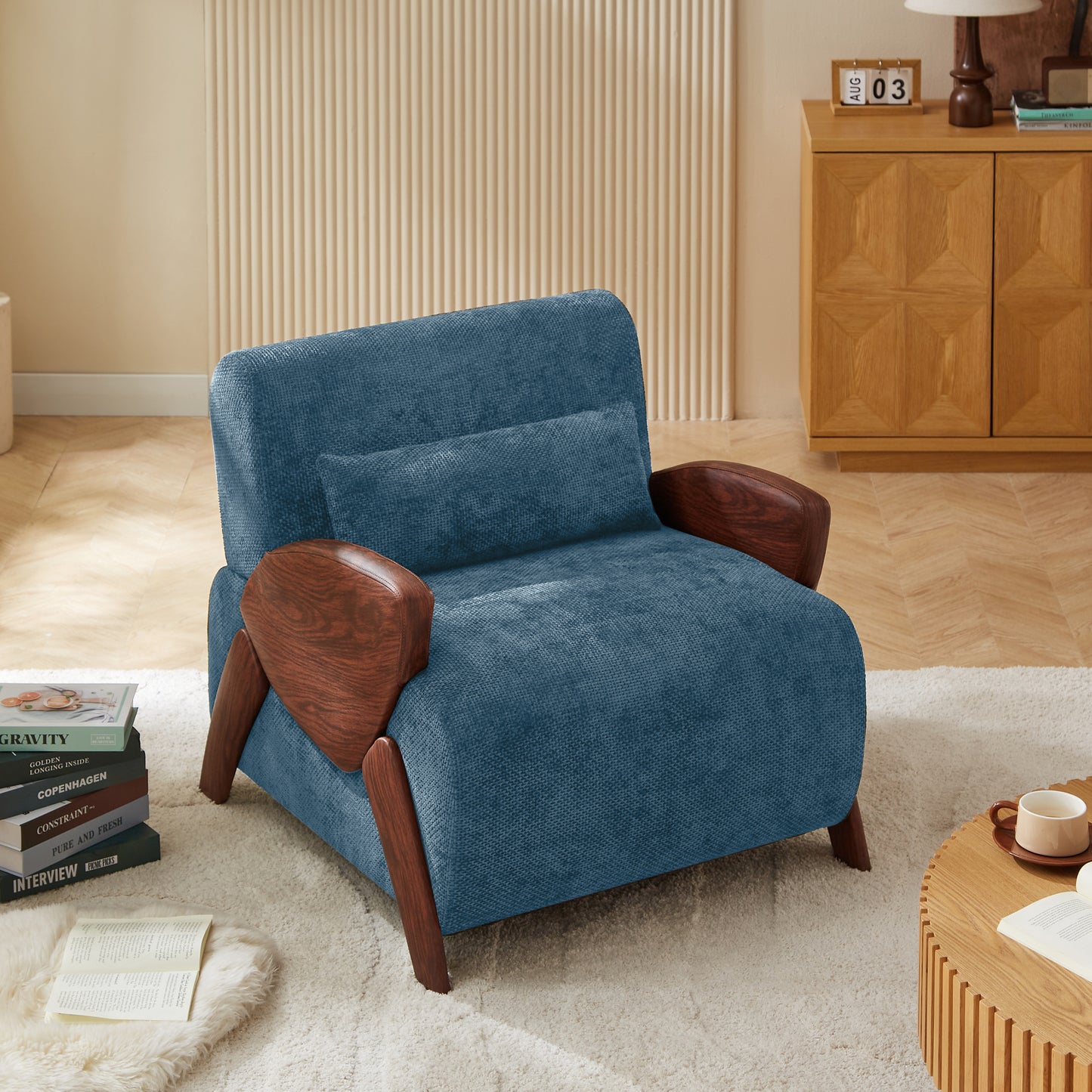 Modern Accent Armchair with Plush Cushioning, Comfortable Armrests, and Stylish Design for Living Room, Bedroom, or Office