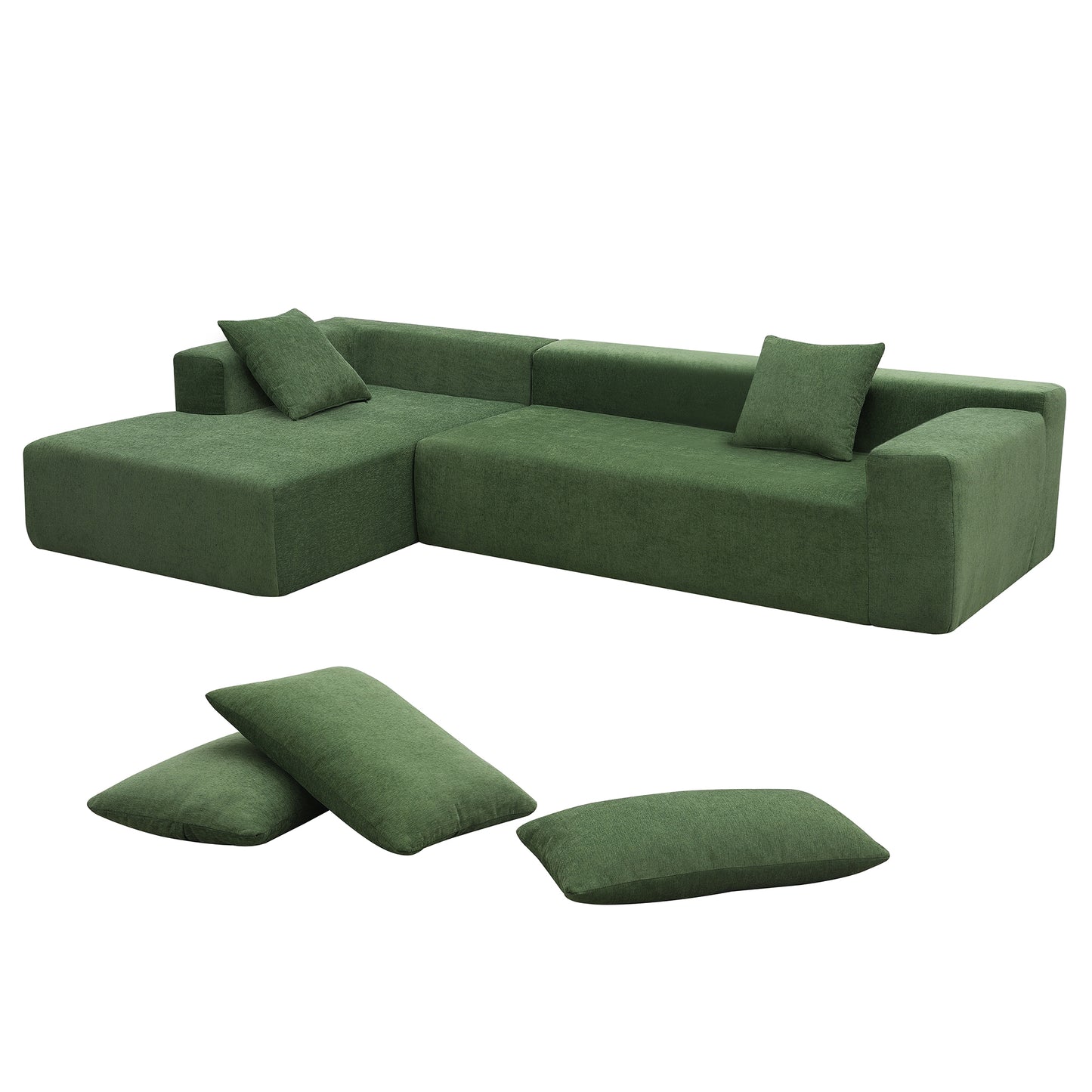 109*68" Modular Sectional Living Room Sofa Set, Modern Minimalist Style Couch, Upholstered Sleeper Sofa for Living Room, Bedroom, Salon, 2 PC Free Combination, L-Shape, Green