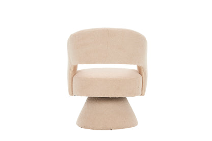 Swivel Accent Chair Armchair, Round Barrel Chair in Fabric for Living Room Bedroom,Nude Teddy