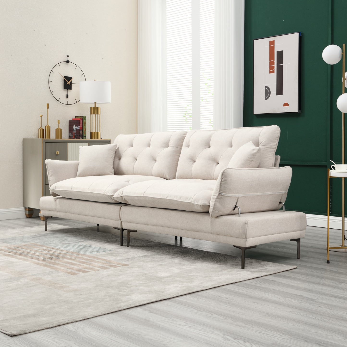 Linen Sofa, Accent sofa loveseat sofa with metal feet