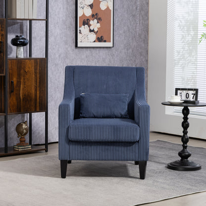 Modern Accent Chair,Upholstered Armchair with Scooped Arms for Bedroom,Apartment,Studio,Office,Waiting Room(Blue Corduroy)