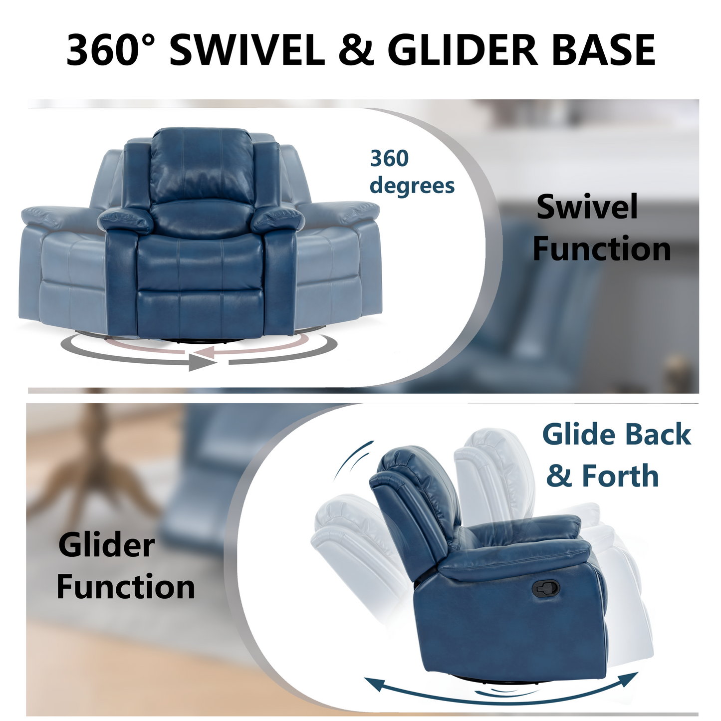 Swivel and Glider Recliner Chair,(Navy Blue)