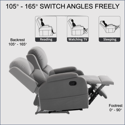 Best Choice Recliner Chair Living Room Reclining Sofa Chair, Home Theater Seating Modern Recliner, Manual Recliner Sofa Chair for Living Room/Office/Apartment, Easy-to-Reach Side Button - Gray