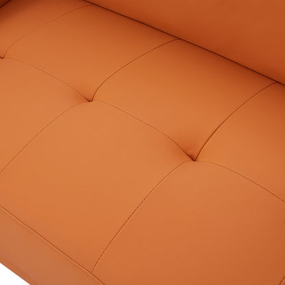 107" Contemporary Sofa Stylish Sofa Couch with a Round Storage Ottoman and Three Removable Pillows for Living Room, Orange