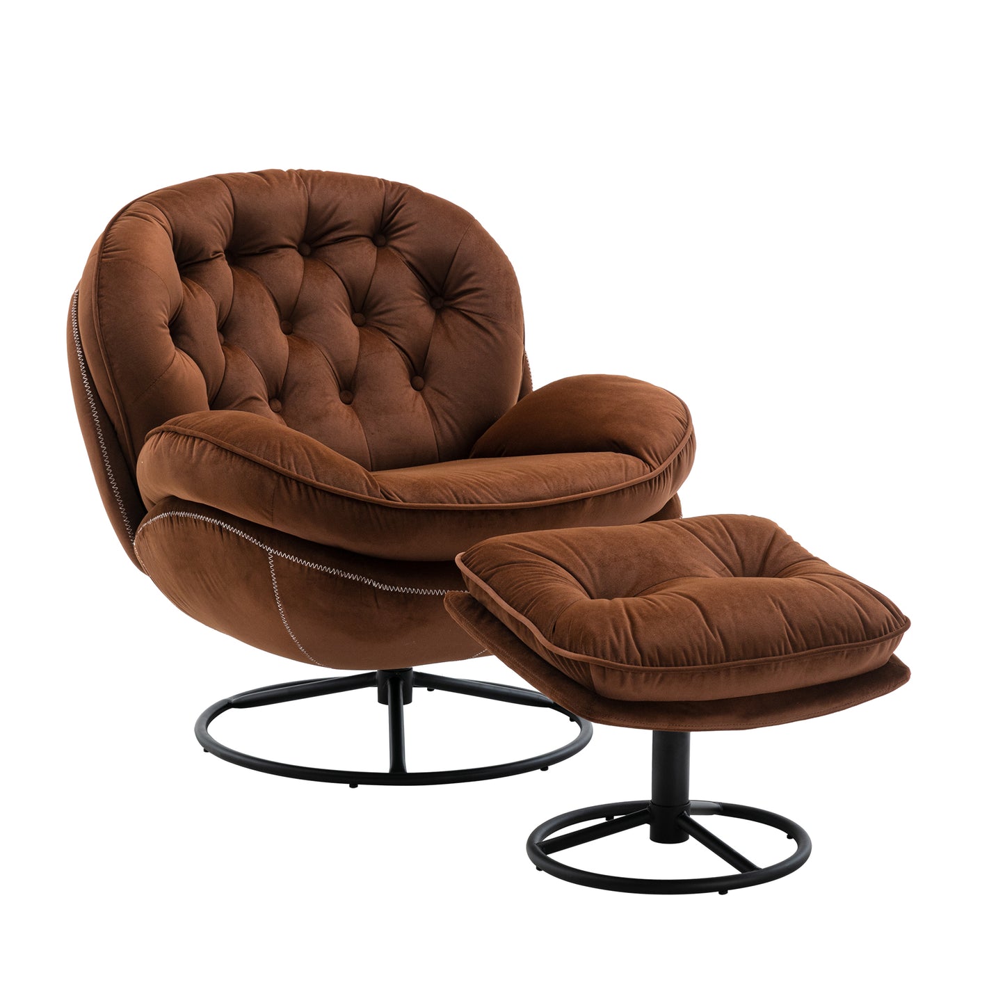 Accent chair TV Chair Living room Chair with Ottoman-BROWN