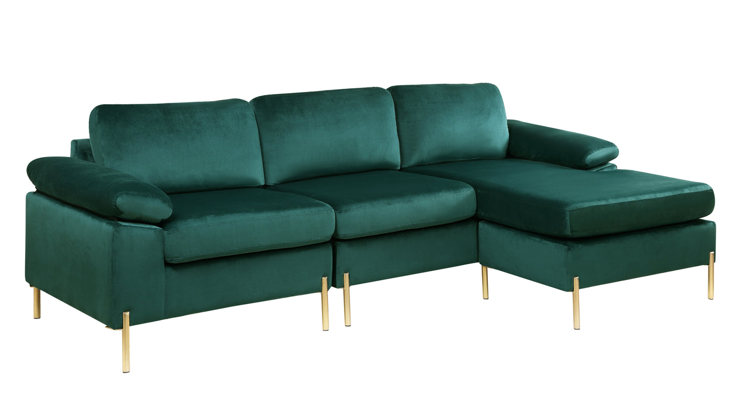 Velvet Sectional Sofa with Chaise