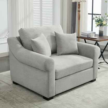 Modern Chenille Oversized Armchair, Accent Chair, Single Sofa for Bedroom, Living Room,44.5" Wide, Light Grey