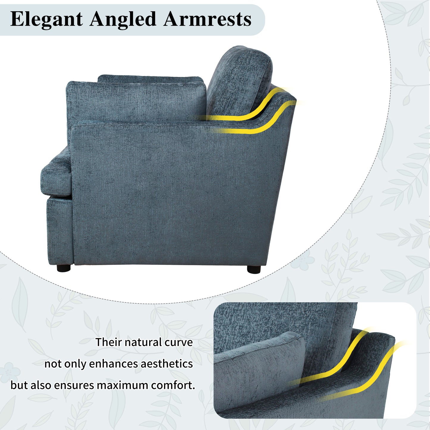 Oversized Accent Chair - Comfortable Armrest Cushions, Versatile Neutral Style, Elegant Design, Durable Frame blue