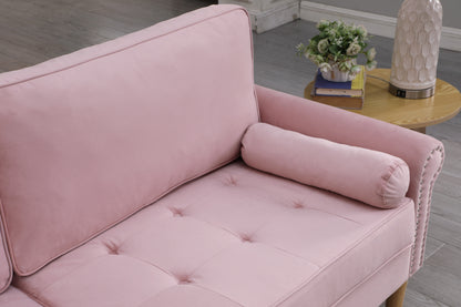 Living Room Sofa,3-Seater Sofa, with Copper Nail on Arms,Three Pillow,Pink