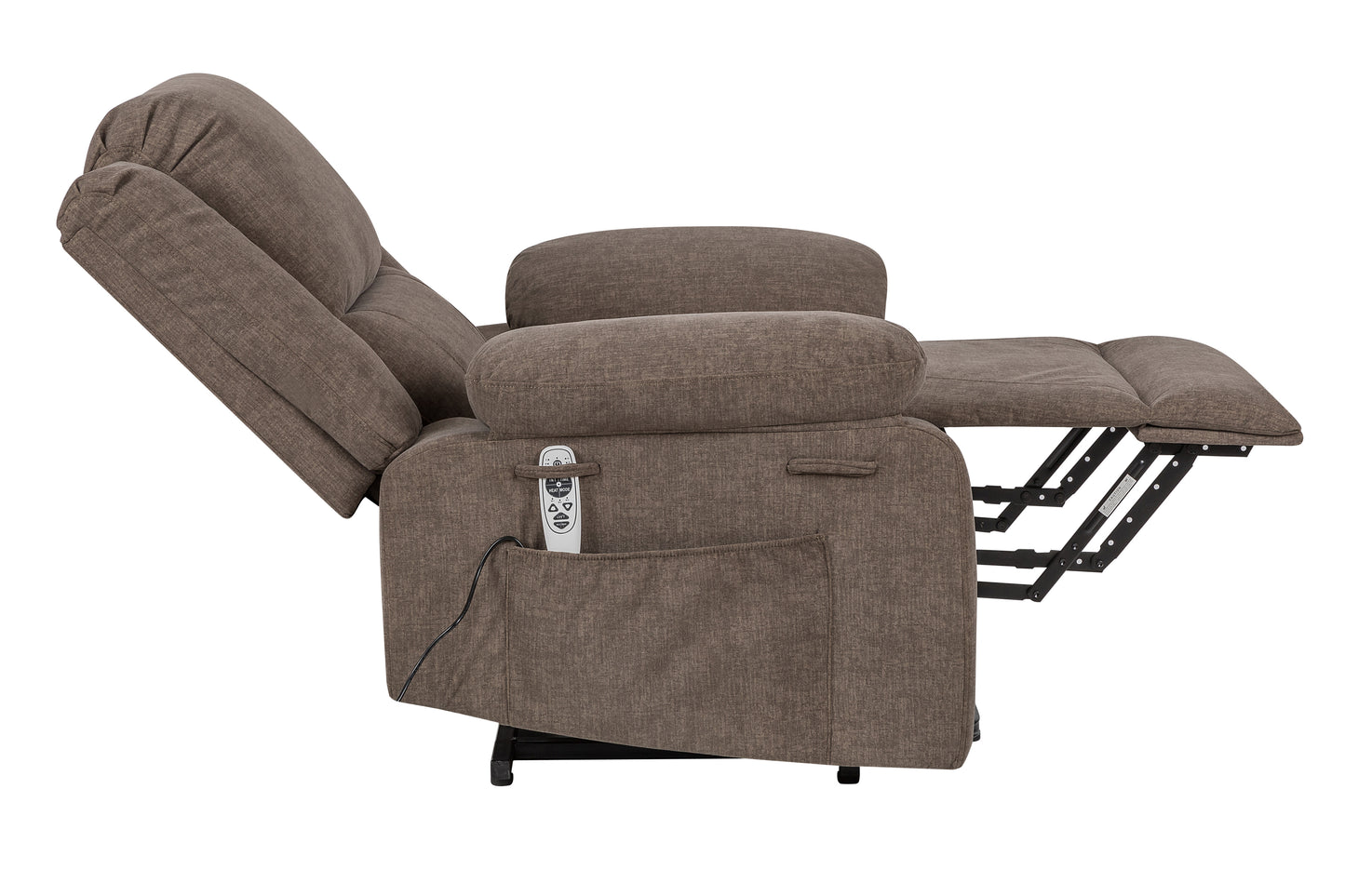 Electric Power Recliner Chair With Massage For Elderly,Remote Control Multi-function Lifting, Timing, Cushion Heating Chair With Side Pocket Brown