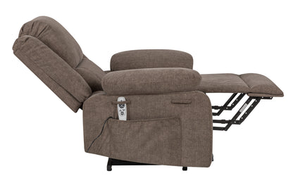 Electric Power Recliner Chair With Massage For Elderly,Remote Control Multi-function Lifting, Timing, Cushion Heating Chair With Side Pocket Brown