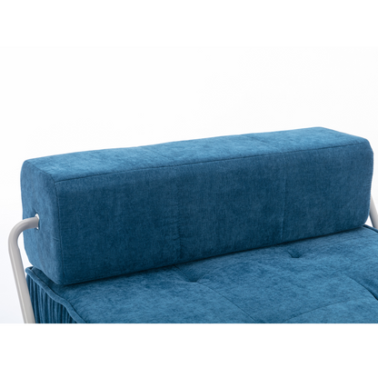 Folding Sofa Bed, Futon Sleeper Chair, Convertible Chair Floor Couch & Sleeping Mattress for Living Room, Guest Room, Home Office, Apartment, Small space, Bed, Removable Back Cushion, Blue, 1 Seat