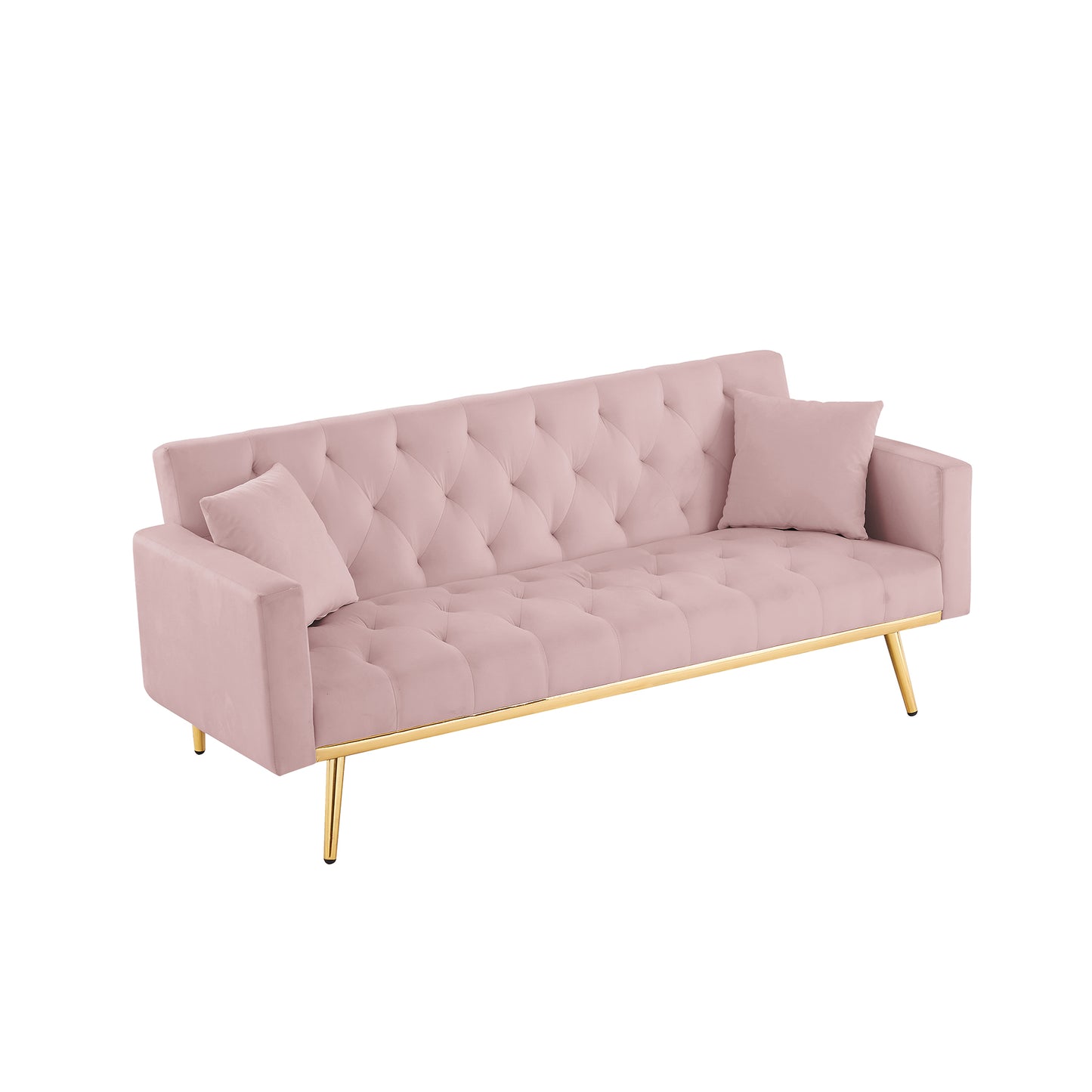 PINK Convertible Folding Futon Sofa Bed, Sleeper Sofa Couch for Compact Living Space.