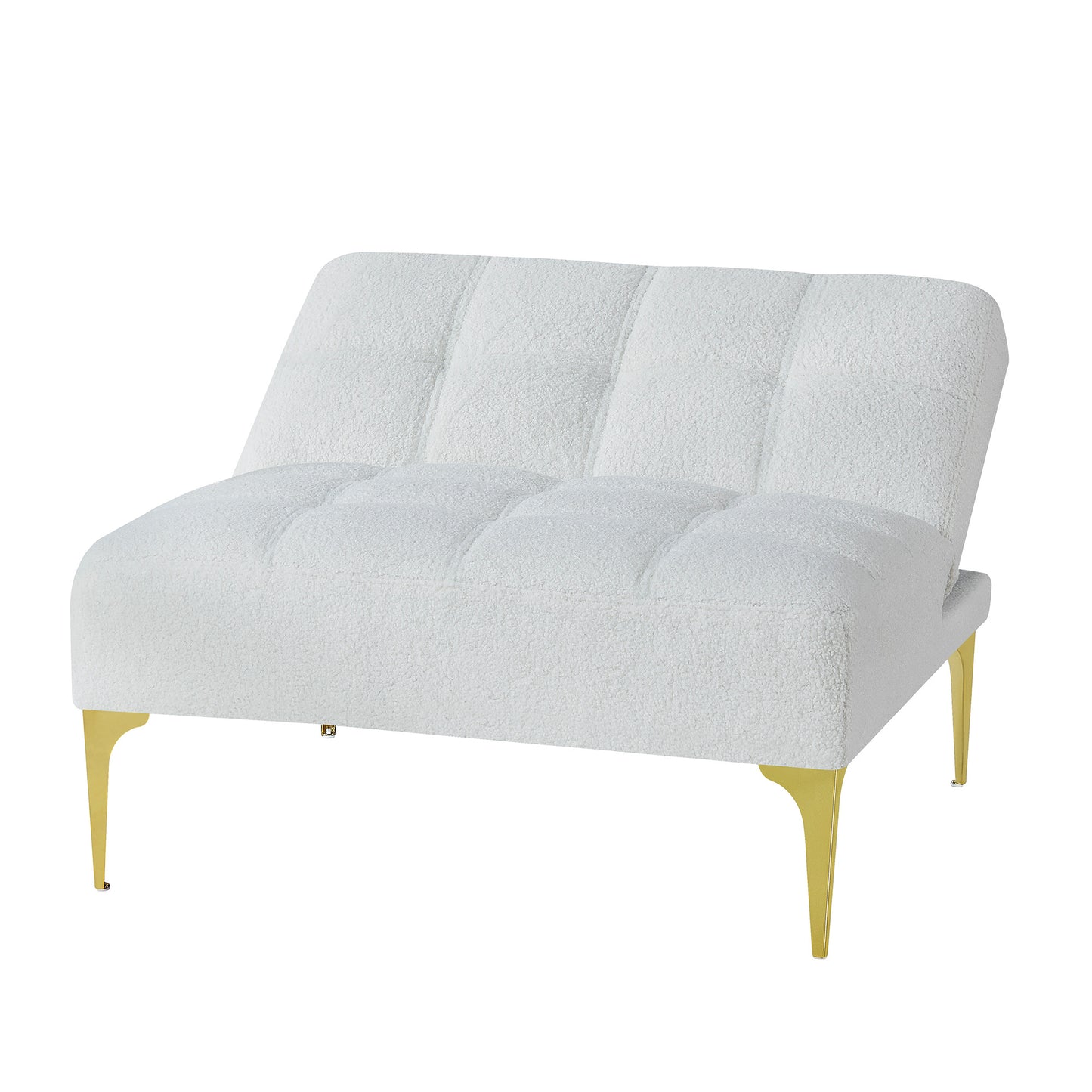 Convertible sofa bed futon with gold metal legs teddy fabric