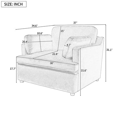 Oversized Accent Chair - Comfortable Armrest Cushions, Versatile Neutral Style, Elegant Design, Durable Frame blue