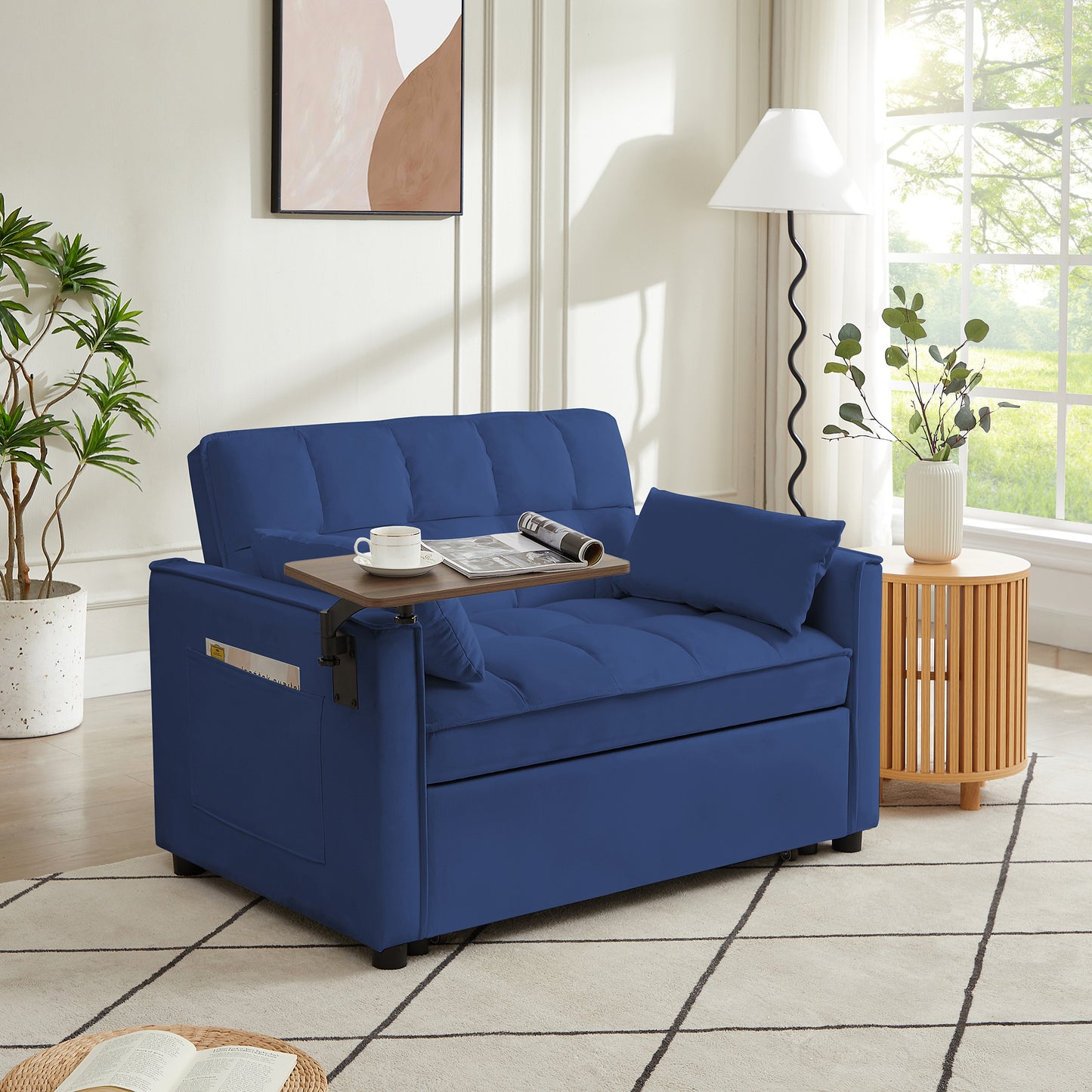 BLUE Velvet Loveseat Sofa Bed