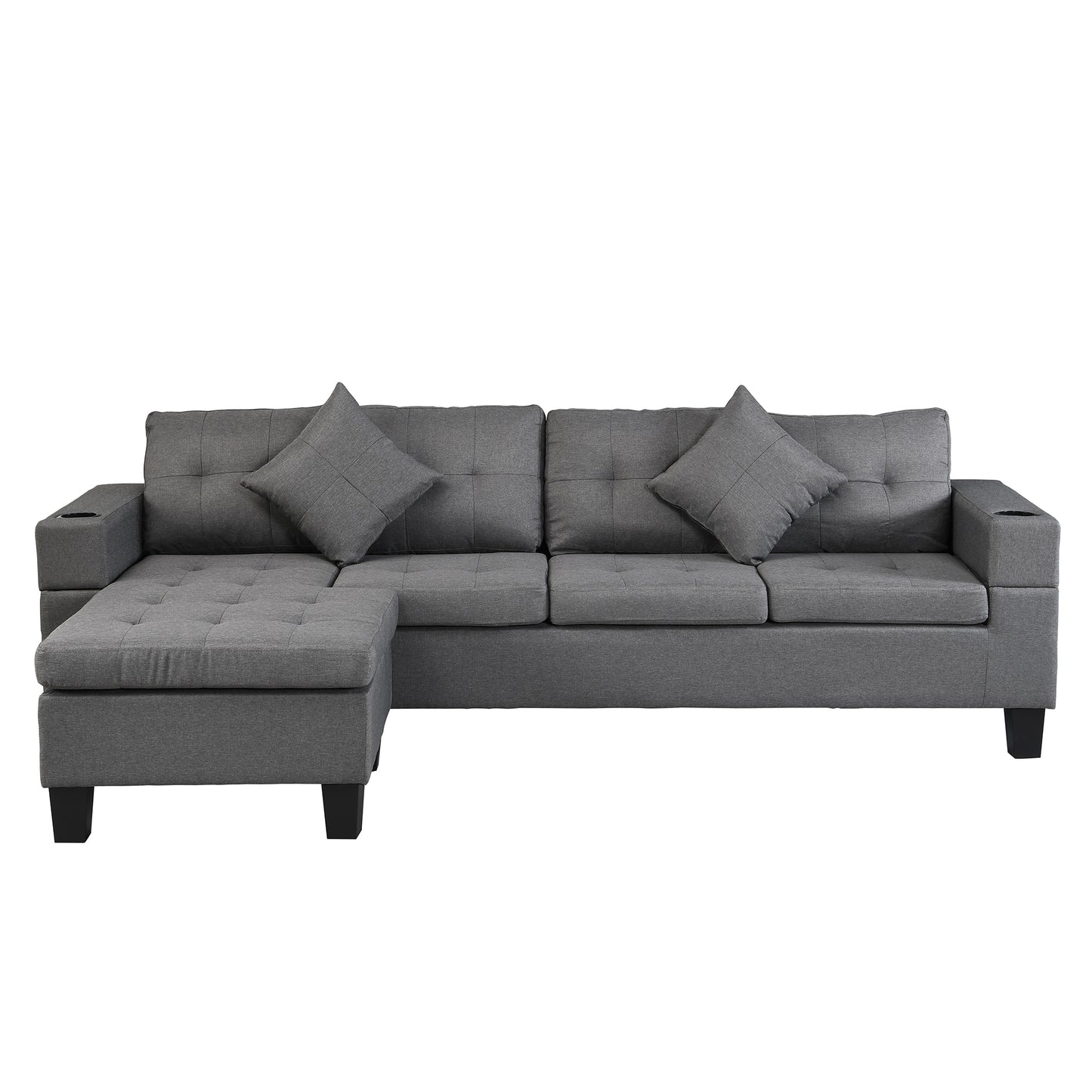 Sectional Sofa Set for Living Room with L Shape Chaise Lounge,cup holder and Left or Right Hand Chaise Modern 4 Seat