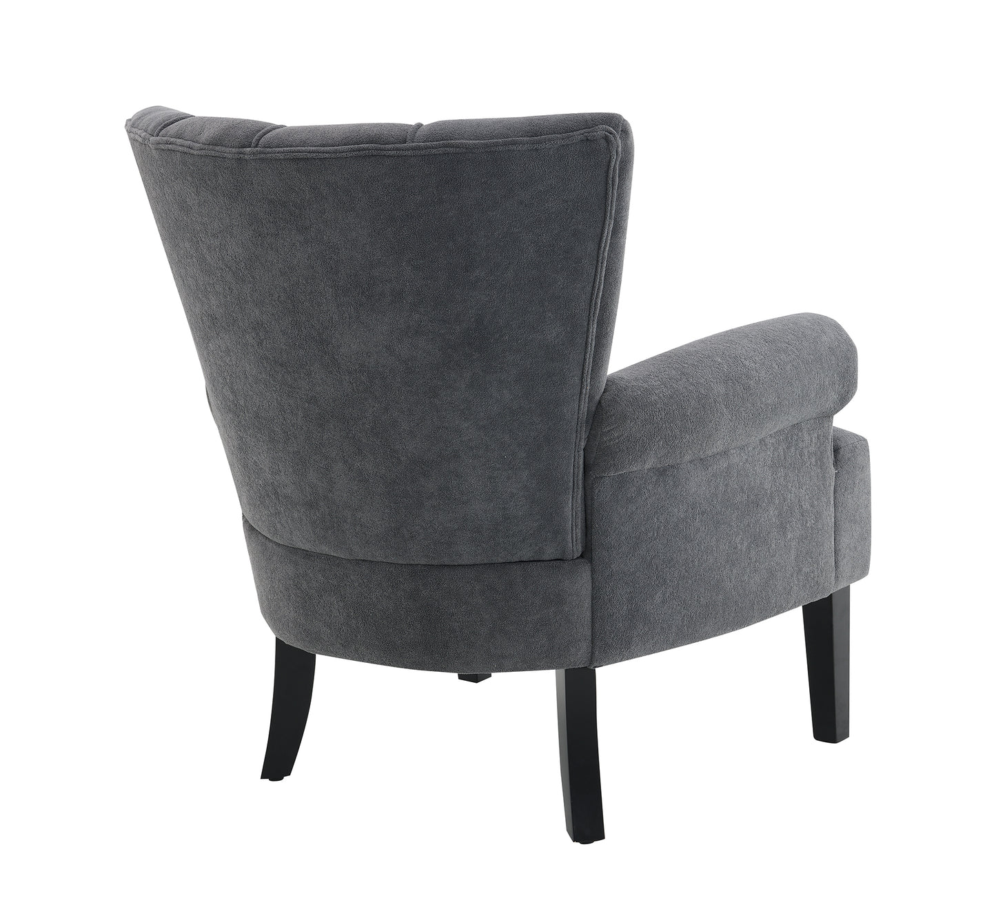 Modern Accent Living Room Chairs,Polyester Armchair Club Chair with channel back, Accent chair for Living room, Bedroom Reading room, soft fabric, wooden Leg, Dark Grey