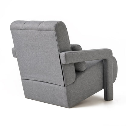 Modern Upholstered accent chair, Comfortable Linen Fabric with a pillow for Living room,bedroom.Linen, Dark Grey