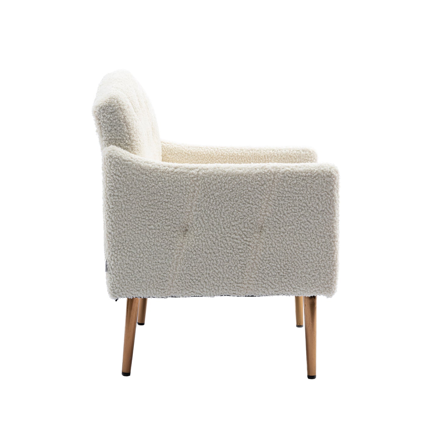 Modern Accent Chair with Arms, Tufted Decorative Fabric Armchair with Gold Metal Legs, Upholstered Reading Chair for Living Room Bedroom Office