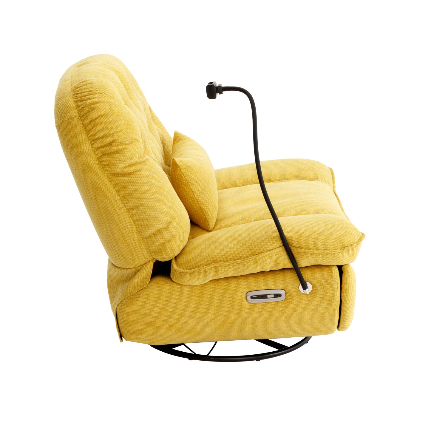 270 Degree Swivel Power Recliner with Voice Control, Bluetooth Music Player,USB Ports, Atmosphere Lamp, Hidden Arm Storage and Mobile Phone Holder for Living Room, Bedroom, Apartment, Yellow