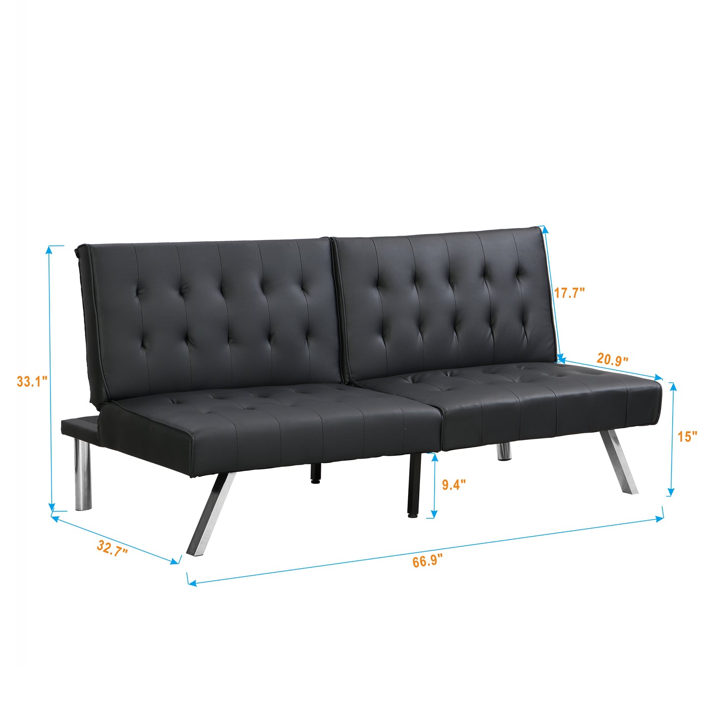 Sofa bed black pvc